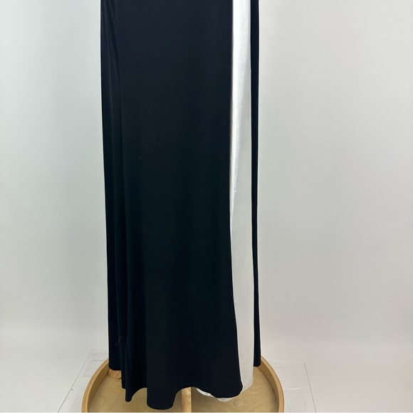 Jessica McClintock Black White Contrast Jersey Stretch Halter Dress Size 6 - Picture 6 of 12